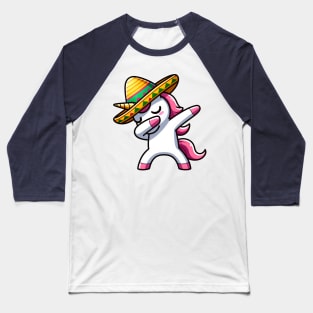 Dabbing Unicorn Funny Cinco De Mayo Baseball T-Shirt